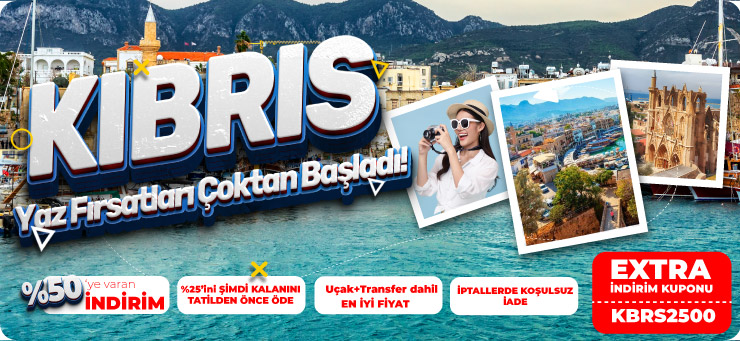 Kıbrıs tatili fırsatları ve %50ye varan indirim kampanyası tatilkaresi.