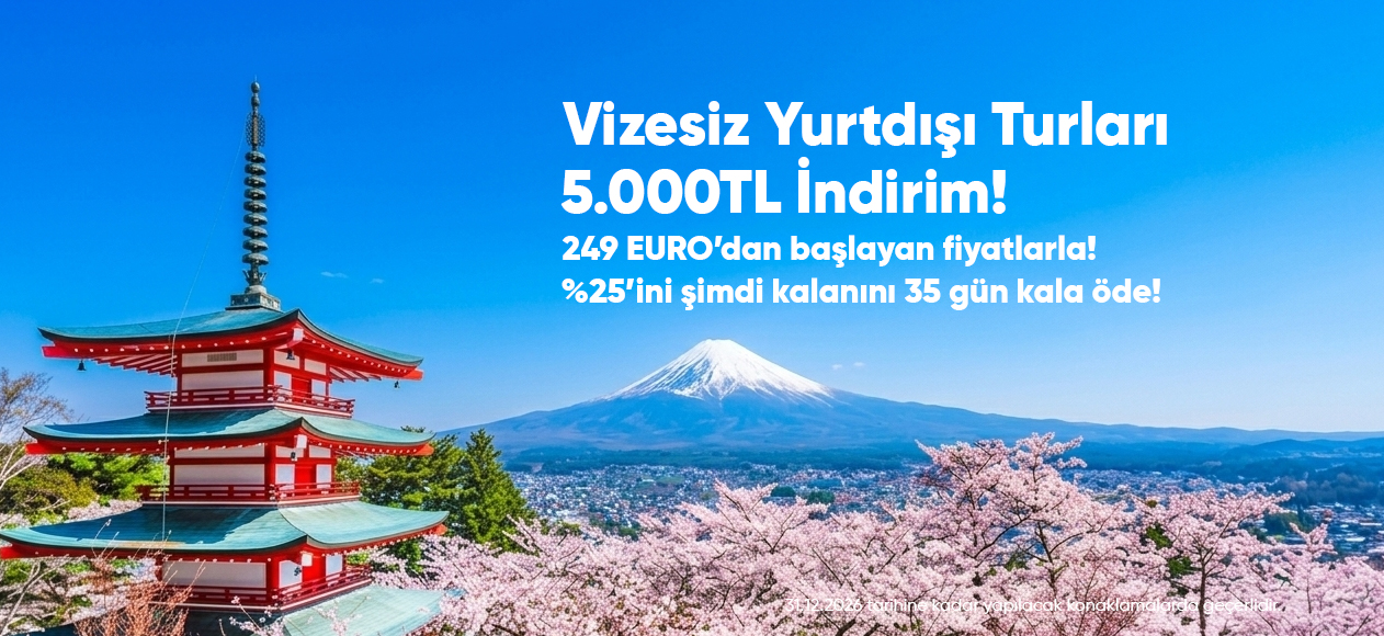 Tatilkaresi Vizesiz Yurtdışı Turları 5000 TL İndirim Kampanyası Japonya Fuji Dağı Manzarası